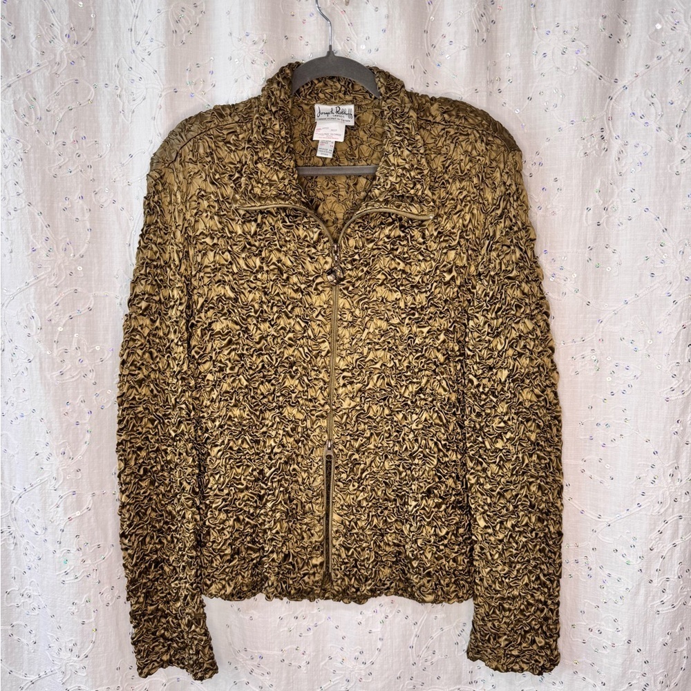 Vintage 70/80s Joseph Ribkoff Satin Crinkle Jacket Union Made in Canada Size 16